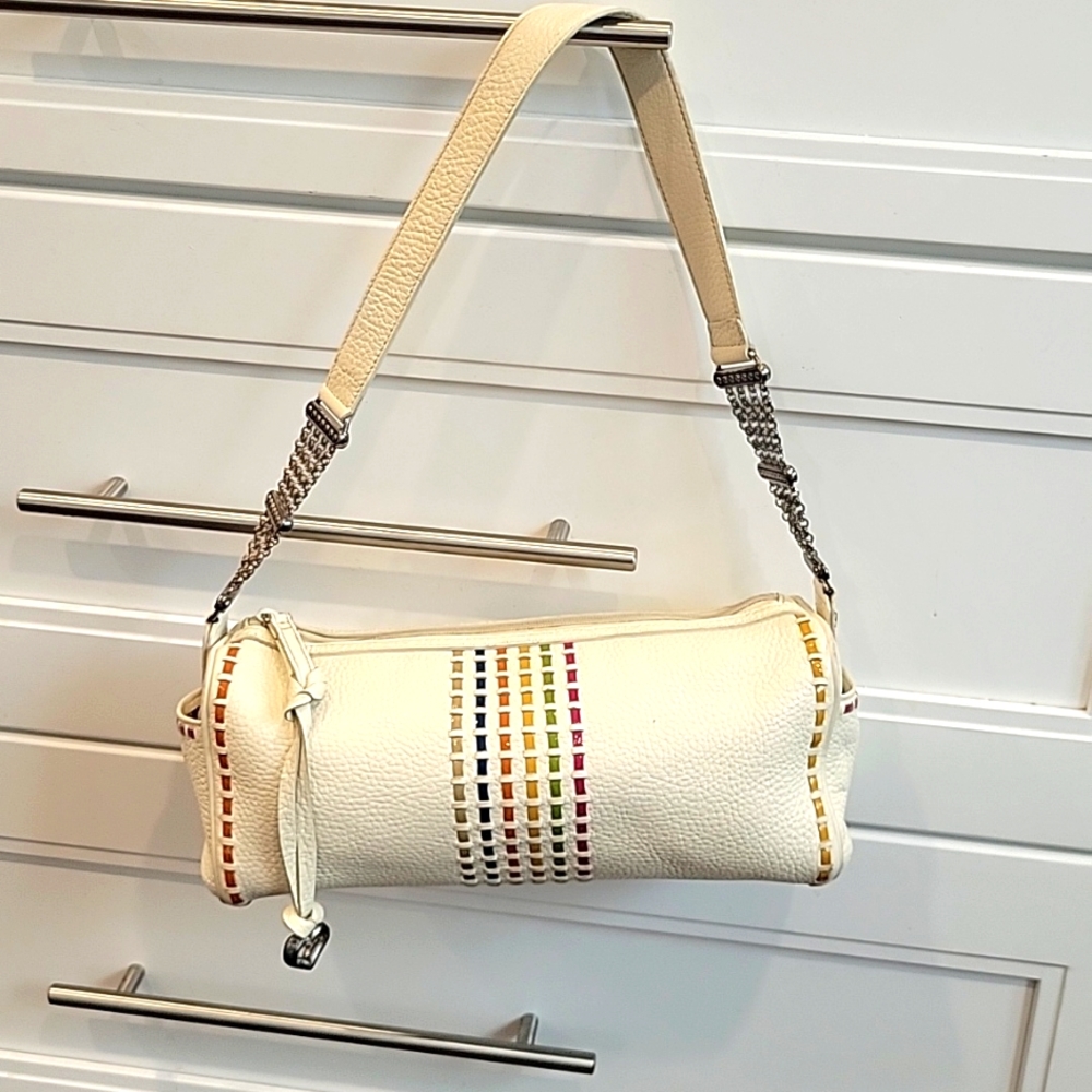 Brighton Y2K Cream Rainbow Multicolor Weave Stitch Shoulder Purse with